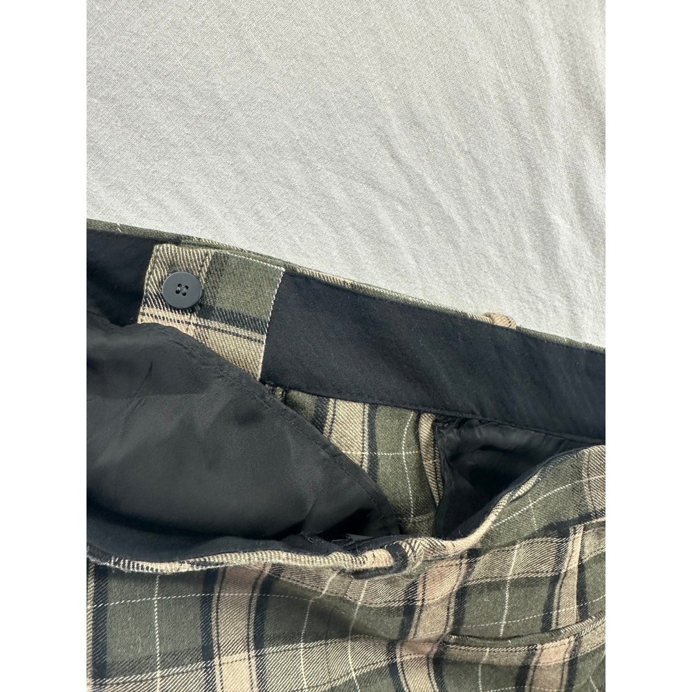 Zara Women Green Plaid Wide Leg High Rise Pleated Trousers Size L Pants - Picture 14 of 14